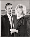 Francis Matthews and Ann Bell in rehearsal for the stage production Help Stamp Out Marriage!