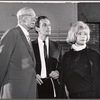 Director George Abbott, Francis Matthews, and Ann Bell in rehearsal for the stage production Help Stamp Out Marriage!