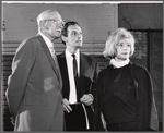 Director George Abbott, Francis Matthews, and Ann Bell in rehearsal for the stage production Help Stamp Out Marriage!