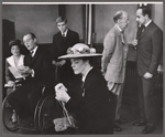 Leif Erickson [left], Michaele Myers [center], Russell Collins [right] and unidentified others in the 1958 tour of the stage production Sunrise at Campobello