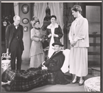 Russell Collins [standing left], Ann Shoemaker [standing second from left], Leif Erickson [foreground with dog], Michaele Myers [standing right] and unidentified [standing second from right] in the 1958 tour of the stage production Sunrise at Campobello