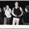 Michael Tucker, Mary Beth Hurt [right], John Lithgow [center] and unidentified others in rehearsal for the 1975 stage production Trelawney of the "Wells"