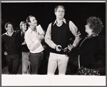 Michael Tucker, Mary Beth Hurt [right], John Lithgow [center] and unidentified others in rehearsal for the 1975 stage production Trelawney of the "Wells"