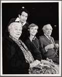 Aline MacMahon, Michael Tucker, Mary Beth Hurt and Walter Abel in rehearsal for the 1975 stage production Trelawney of the "Wells"
