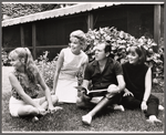 Neva Small, Janet Ward, Alan King and Jane Elliot in rehearsal for the stage production The Impossible Years