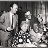 Seymour Vall, Molly Picon, Godfrey Cambridge and unidentified in rehearsal for the stage production How to Be a Jewish Mother