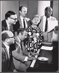 Herbert Martin, Seymour Vall, Molly Picon, Godfrey Cambridge, Michael Leonard and unidentified in rehearsal for the stage production How to Be a Jewish Mother