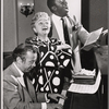 Michael Leonard [?], Molly Picon and Godfrey Cambridge in rehearsal for the stage production How to be a Jewish Mother