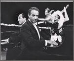 Leonid Hambro, Victor Borge, Claire Sombert and Michel Bruel in publicity pose for the touring show Victor Borge in Concert