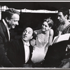 Victor Borge, Leonid Hambro, Claire Sombert and Michel Bruel in publicity pose for the touring show Victor Borge in Concert