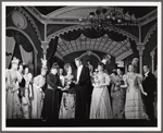 Tammy Grimes, Harve Presnell [center] and unidentified others in the stage production The Unsinkable Molly Brown