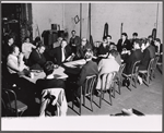 Howard Da Silva [seated fourth from left] in rehearsal for the stage production The Unknown Soldier and His Wife