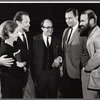 Joan Greenwood, Alfred Drake and production team in rehearsal for the stage production Those That Play the Clowns