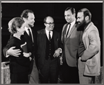 Joan Greenwood, Alfred Drake and production team in rehearsal for the stage production Those That Play the Clowns