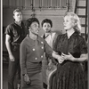 Michael Tolan [left], Kim Stanley [right] and unidentified others in rehearsal for the stage production Taffy