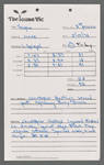 Stage manager's log