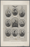 The Generals of the west. Gen. McCook. Gen. Grant. Gen. McClernand. Gen. Lew Wallace. Gen. Rosencrans. Gen. Curtis. Gen. Prentiss. Gen. W.T. Sherman. Gen. Thomas.