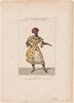 Costume de Mme. Elie, rôle d'une négresse, dans La révolte au Sérail, ballet, acte 1er. et 2e.