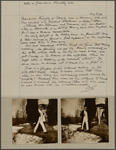 Two photographs of SLC walking in snow at Stormfield, Redding, CT, 1908.