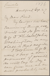 Pond, [Major James Burton], ALS to. Sep. 27, [1876].