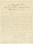 Pond, [Major James Burton], ALS to. Jul. 3, 1884.