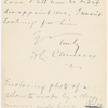 Pond, [Major James Burton], ALS to. Sep. 26, 1884.