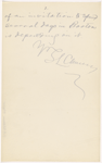 Pond, [Major James Burton], ALS to. [Oct. 12?, 1884]. Previously: Sunday, n.d.