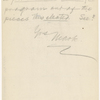 Pond, [Major James Burton], ALS to. [Oct. 28?, 1884].