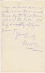 Pond, [Major James Burton], ALS to. Jun. 3, 1885.