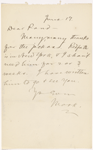 Pond, [Major James Burton], ALS to. Jun. 17, [1885].