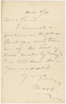 Pond, [Major James Burton], ALS to. Dec. 8, 1885.