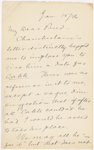 Pond, [Major James Burton], ALS to. Jan. 15, 1886. 