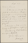 Pond, [Major James Burton], ALS to. Apr. 25, [1887]. 