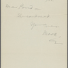 Pond, [Major James Burton], ANS to. Nov. 30, 1888. 