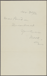 Pond, [Major James Burton], ANS to. Nov. 30, 1888. 