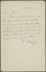 Pond, [Major James Burton], ALS to. Oct. 17, 1890
. 