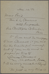 Pond, [Major James Burton], ALS to. Nov. 14, 1893. 