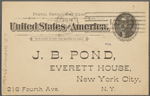 Pond, [Major James Burton], postcard to. Jun. 9, [1895] (postscript to ALS for same date). 