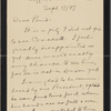 Pond, [Major James Burton], ALS to. Sep. 17, 1897.