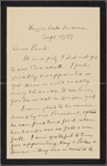 Pond, [Major James Burton], ALS to. Sep. 17, 1897.