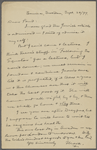 Pond, [Major James Burton], ALS to. Sep. 26, 1899.