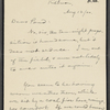 Pond, [Major James Burton], ALS to. Aug. 12, 1900.