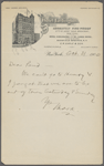 Pond, [Major James Burton], ALS to. Oct. 31, 1900.