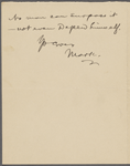 Pond, [Major James Burton], ALS to. Nov. 13, [1900].