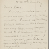 Pond, [Major James Burton], ALS to. Sunday [Nov. 1900?].