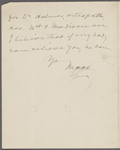 Pond, [Major James Burton], ALS to. Sunday [Nov. 1900?].