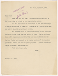 Pond, [Major James Burton], TL to. Apr. 24, 1901.