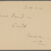 Pond, [Major James Burton], postcard to. Oct. 26, [1901?].
