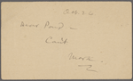 Pond, [Major James Burton], postcard to. Oct. 26, [1901?].