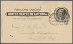 Pond, [Major James Burton], postcard to. Oct. 24, [1902].